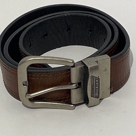 Genuine Dickies Men's Brown Black Reversible Double Stitch Adjustable Belt 38" - Picture 1 of 7